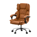 Oikiture Massage Office Chair Computer Racer PU Leather Seat Recliner - Brown