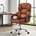 Oikiture Massage Office Chair Computer Racer PU Leather Seat Recliner - Chocolate