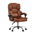 Oikiture Massage Office Chair Computer Racer PU Leather Seat Recliner - Chocolate