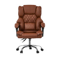 Oikiture Massage Office Chair Computer Racer PU Leather Seat Recliner - Chocolate