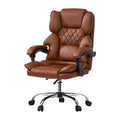 Oikiture Massage Office Chair Computer Racer PU Leather Seat Recliner - Chocolate