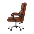 Oikiture Massage Office Chair Computer Racer PU Leather Seat Recliner - Chocolate