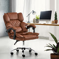 Oikiture Massage Office Chair Computer Racer PU Leather Seat Recliner - Chocolate