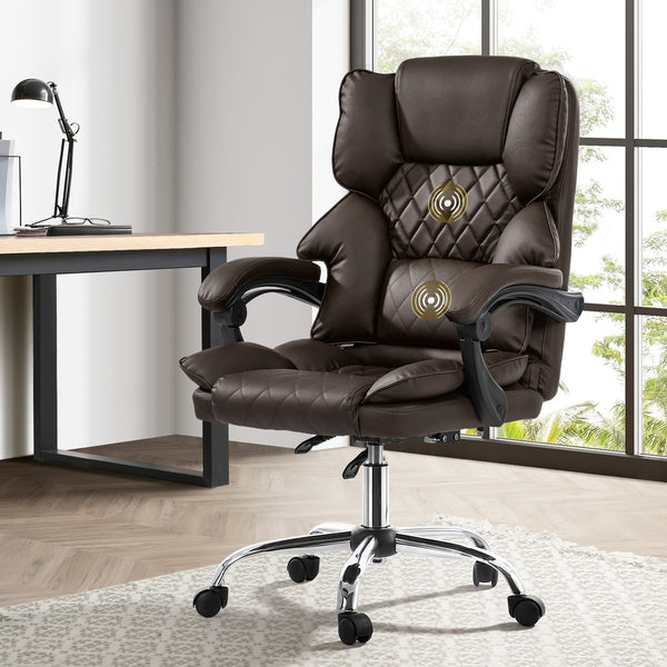 Oikiture Premium Massage Office Chair - Dark Brown