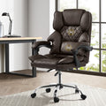 Oikiture Massage Office Chair Computer Racer PU Leather Seat Recliner - Dark Brown