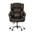 Oikiture Massage Office Chair Computer Racer PU Leather Seat Recliner - Dark Brown