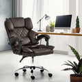 Oikiture Massage Office Chair Computer Racer PU Leather Seat Recliner - Dark Brown