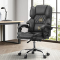 Oikiture Massage Office Chair Computer Racer PU Leather Seat Recliner - Grey