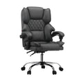Oikiture Massage Office Chair Computer Racer PU Leather Seat Recliner - Grey