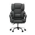 Oikiture Massage Office Chair Computer Racer PU Leather Seat Recliner - Grey