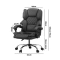 Oikiture Massage Office Chair Computer Racer PU Leather Seat Recliner - Grey