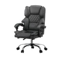 Oikiture Massage Office Chair Computer Racer PU Leather Seat Recliner - Grey