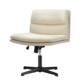 Oikiture Mid Back Armless Office Desk Chair Wide Linen Seat No Wheels Beige - product image 2