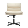 Oikiture Mid Back Armless Office Desk Chair Wide Linen Seat No Wheels Beige - product image 3