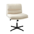 Oikiture Mid Back Armless Office Desk Chair Wide Linen Seat No Wheels Beige - product image 5
