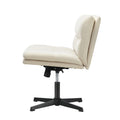 Oikiture Mid Back Armless Office Desk Chair Wide Linen Seat No Wheels Beige - product image 6