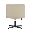 Oikiture Mid Back Armless Office Desk Chair Wide Linen Seat No Wheels Beige - product image 7
