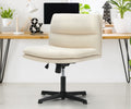 Oikiture Mid Back Armless Office Desk Chair Wide Linen Seat No Wheels Beige - product image 8