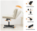 Oikiture Mid Back Armless Office Desk Chair Wide Linen Seat No Wheels Beige - product image 9
