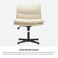 Oikiture Mid Back Armless Office Desk Chair Wide Linen Seat No Wheels Beige - product image 10