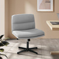 Oikiture Mid Back Armless Office Desk Chair Wide Linen Seat No Wheels Grey - product image 1