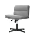Oikiture Mid Back Armless Office Desk Chair Wide Linen Seat No Wheels Grey - product image 2