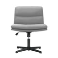 Oikiture Mid Back Armless Office Desk Chair Wide Linen Seat No Wheels Grey - product image 3