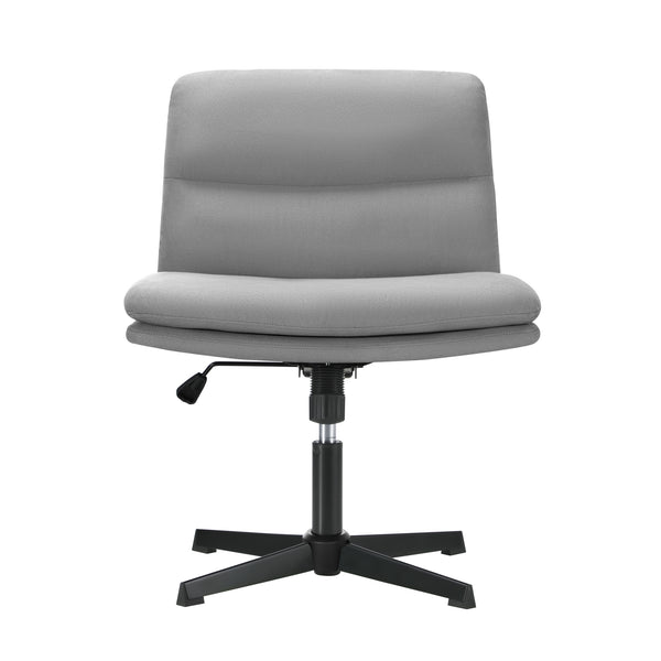 Oikiture Mid Back Armless Office Desk Chair Wide Linen Seat No Wheels Grey - product image 3