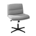 Oikiture Mid Back Armless Office Desk Chair Wide Linen Seat No Wheels Grey - product image 5