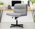 Oikiture Mid Back Armless Office Desk Chair Wide Linen Seat No Wheels Grey - product image 8