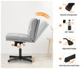 Oikiture Mid Back Armless Office Desk Chair Wide Linen Seat No Wheels Grey - product image 9