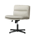 Oikiture Mid Back Armless Office Desk Chair Leather No Wheels Beige - product image 2