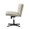 Oikiture Mid Back Armless Office Desk Chair Leather No Wheels Beige - product image 6