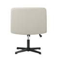 Oikiture Mid Back Armless Office Desk Chair Leather No Wheels Beige - product image 7
