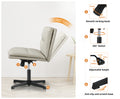 Oikiture Mid Back Armless Office Desk Chair Leather No Wheels Beige - product image 9