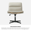 Oikiture Mid Back Armless Office Desk Chair Leather No Wheels Beige - product image 10