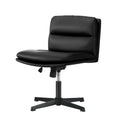 Oikiture Mid Back Armless Office Desk Chair Leather No Wheels Black - product image 2