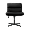 Oikiture Mid Back Armless Office Desk Chair Leather No Wheels Black - product image 3
