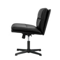 Oikiture Mid Back Armless Office Desk Chair Leather No Wheels Black - product image 6