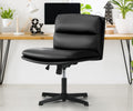 Oikiture Mid Back Armless Office Desk Chair Leather No Wheels Black - product image 8