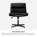 Oikiture Mid Back Armless Office Desk Chair Leather No Wheels Black - product image 10