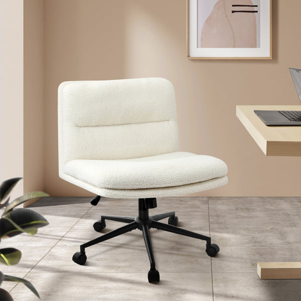 Oikiture Boucle Wheeled Office Chair