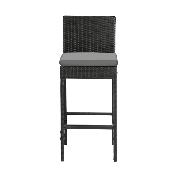 Livsip Set of 4 Outdoor PE Wicker Bar Stools Steel Frame Black - product image 3