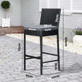Livsip Set of 4 Outdoor PE Wicker Bar Stools Steel Frame Black - product image 4
