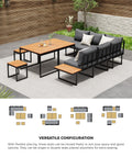 Livsip FAROE 7 Seater Outdoor Dining Sofa Set Patio Lounge Grey - product image 9