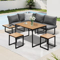 Livsip FAROE 6 Seater Outdoor Dining Sofa Set Large Table and Stools Grey - product image 1