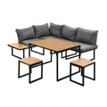 Livsip FAROE 6 Seater Outdoor Dining Sofa Set Large Table and Stools Grey - product image 2