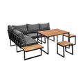 Livsip FAROE 6 Seater Outdoor Dining Sofa Set Large Table and Stools Grey - product image 6