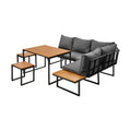 Livsip FAROE 6 Seater Outdoor Dining Sofa Set Large Table and Stools Grey - product image 7