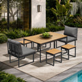 Livsip FAROE 6 Seater Outdoor Dining Sofa Set 4 Ottomans Grey - product image 1